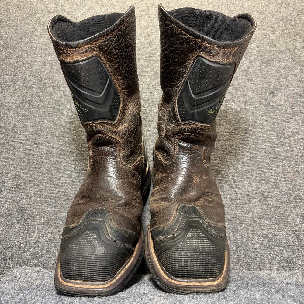 Ariat Mens WorkHog Pull On Work Boots Brown Leather Size 10.5 EE Wide Composite - Picture 3 of 10